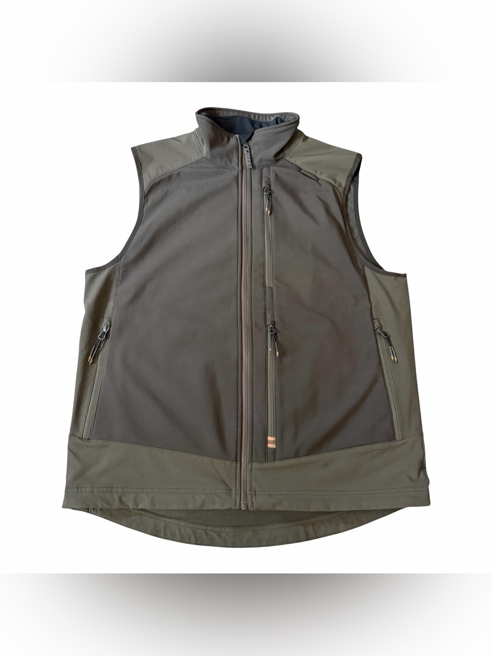 Beretta Men’s Butte Softshell Hunting Vest Sz L Moss Brown Bark Made Italy EUC